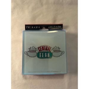 NIB Silver Buffalo Friends Central Perk Doodle Logo 4-Piece Glass Coaster Set